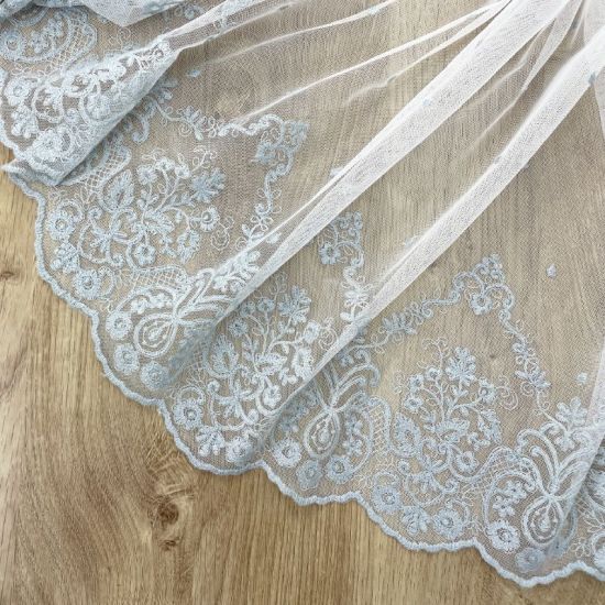 Tul cenefas bordadas gris Elsa. Ancho 135 cm - 4