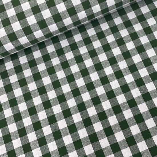 Telas vichy verde botella. Ancho 140 cm - 1