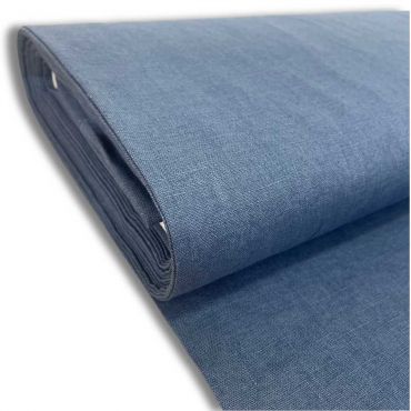 Lino Azul Denim Washed con Cuerpo. Ancho 140 cm - 2