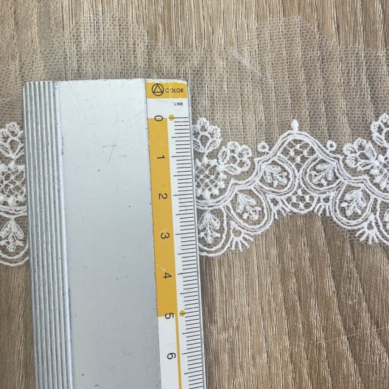 Tiras Bordadas de Tul Blanco – 3 Anchos Disponibles (8 cm, 6 cm y 3 cm) - 5