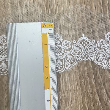 Tiras Bordadas de Tul Blanco – 3 Anchos Disponibles (8 cm, 6 cm y 3 cm) - 5