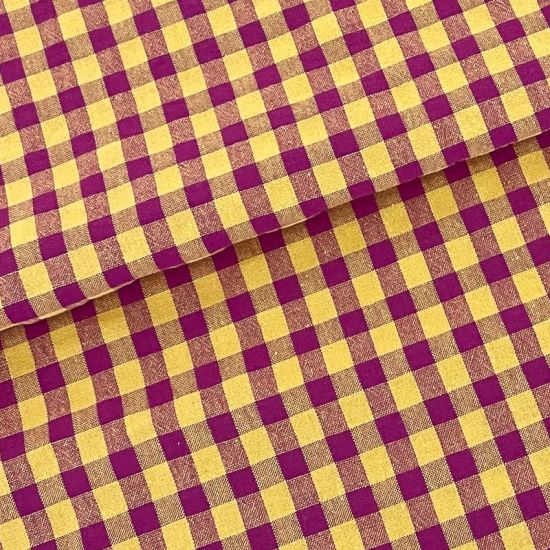 Vichy Seersucker Bicolor Jengibre y Dragonfruit 6 mm - Ancho 150 cm - 1