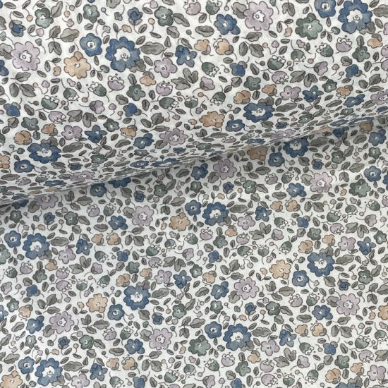 Voile Brunellia Estampado tipo Liberty Gris y Azul .