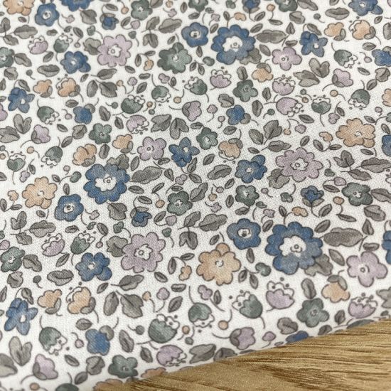 Voile Brunellia Estampado tipo Liberty Gris y Azul . 2