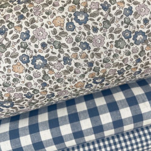 Voile Brunellia Estampado tipo Liberty Gris y Azul . 1