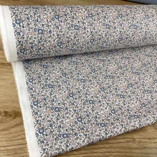 Voile Brunellia Estampado tipo Liberty Gris y Azul . 3