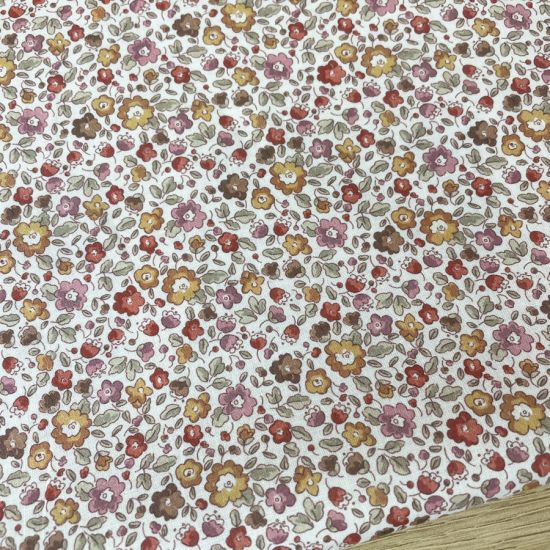 Voile Brunellia Estampado tipo Liberty Cereza y Caramelo  2