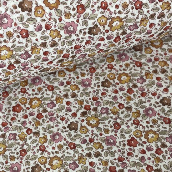 Voile Brunellia Estampado tipo Liberty Cereza y Caramelo