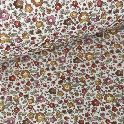 Voile Brunellia Estampado tipo Liberty Cereza y Caramelo
