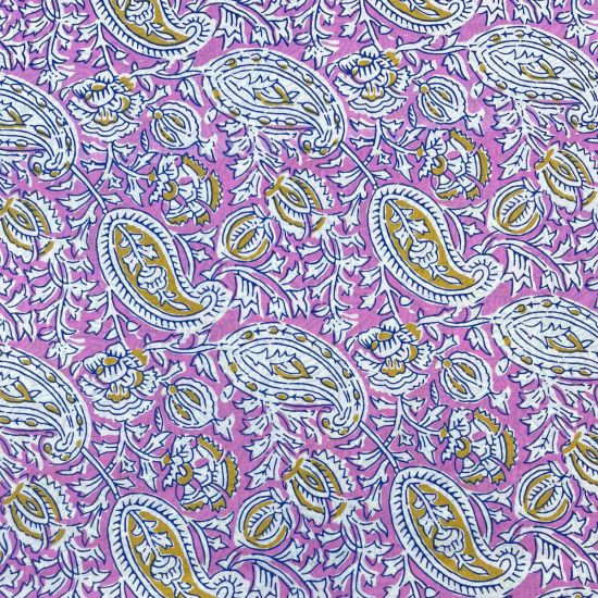 Algodón Blockprint Alma Pasley Rosa y Verde 2
