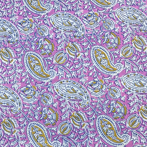 Algodón Blockprint Alma Pasley Rosa y Verde 2