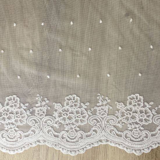 Tul Campillos Cenefas Bordadas Beige