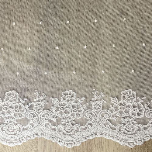 Tul Campillos Cenefas Bordadas Beige