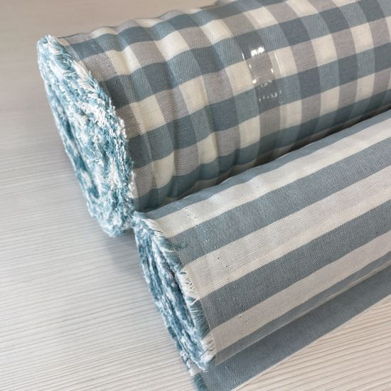 Loneta Poliéster y Algodón color Azulado y Gris - Ideal para Decoración