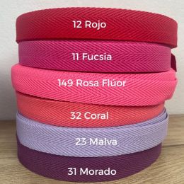 Cinta de Espiga 3 cm Rosas, Lilas y Rojo