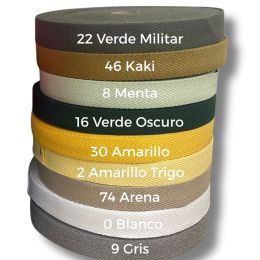 Cinta de Espiga 3 cm Amarillos, Verdes, Gris y Arena
