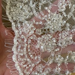 Encaje Chantilly Novia Pedrería Blanco Roto