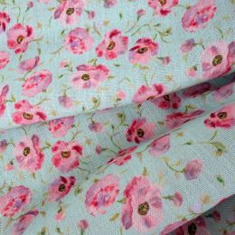 Semilino Verde Menta Flor Fucsia– Efecto Lino 2