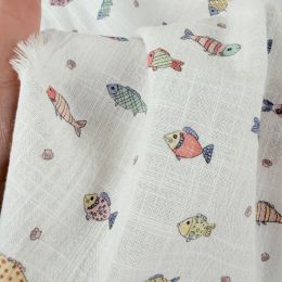 Tela algodón pececitos pastel. 2