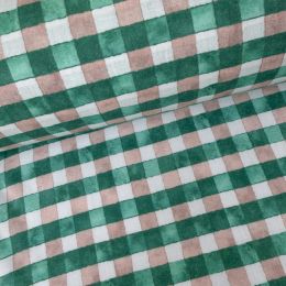 Popelín Vichy Verde y Nude 1 2