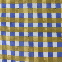 Popelín Vichy Azul y Mostaza