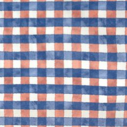 Popelín Vichy Azul y Coral.