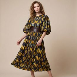 Seda de Viscosa con Elastán Marrón, Azul y Mostaza 5