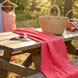 Vichy Seersucker Bicolor Azafrán y Cherry 6 mm