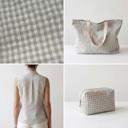 Vichy Seersucker Bicolor Gris y Crudo 6 mm 2