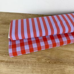 Vichy Algodón Rústico Lavanda y Naranja 2