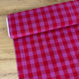 Vichy Algodón Rústico Rojo y Rosa 2