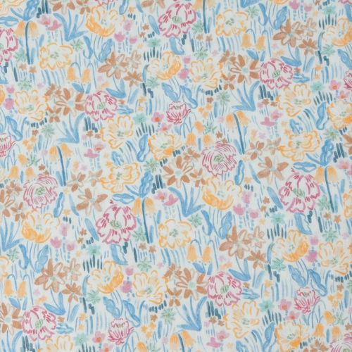 Popelín Flores Tavira Azul. Ancho 145 cm