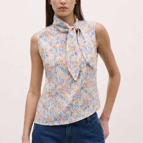 Popelín Flores Tavira Azul. Ancho 145 cm 2