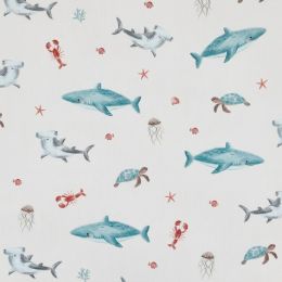 Popelín Sea Life Tiburones y Animales Marinos