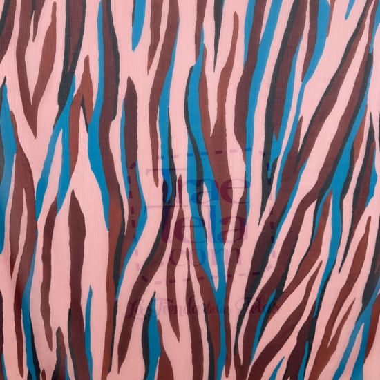 Gasa Lola Rayas Abstractas Rosa Empolvado y Azul Petróleo