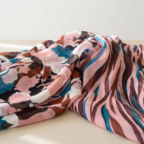 Gasa Lola Rayas Abstractas Rosa Empolvado y Azul Petróleo 4