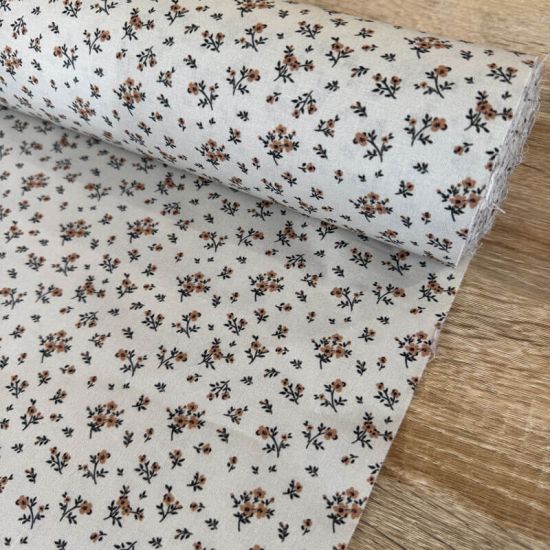 Popelín Infantil Sweet Mini Flores Bosque Beige 2