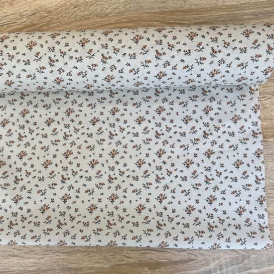 Popelín Infantil Sweet Mini Flores Bosque Beige 3