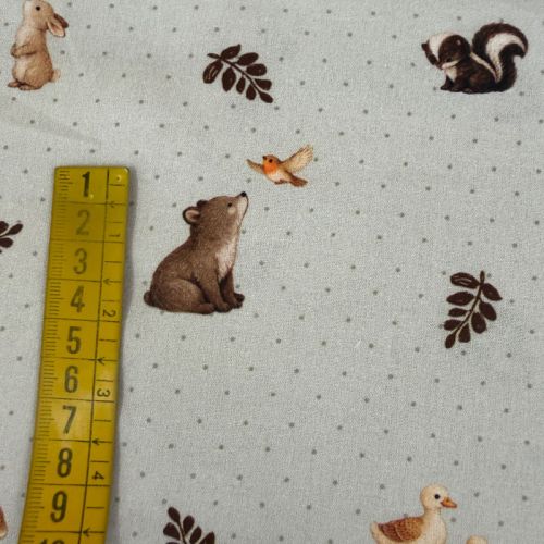 Popelín Infantil Sweet Familias del Bosque Beige 2