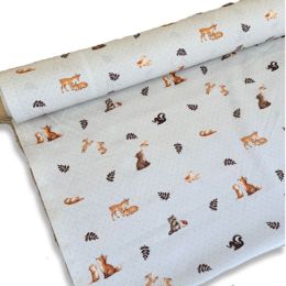 Popelín Infantil Sweet Familias del Bosque Beige 2