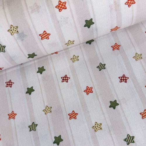 Popelín Infantil Sweet Estrellas Multicolor y Rayas