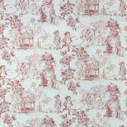 Sarga de Algodón Toile de Jouy Rosa