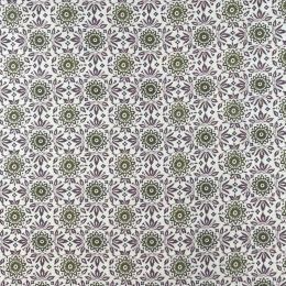 Viyela de Algodón Mosaico Floral Berenjena