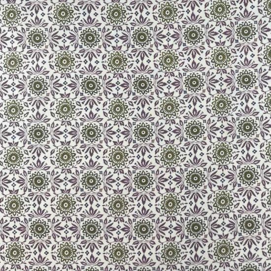 Viyela de Algodón Mosaico Floral Berenjena