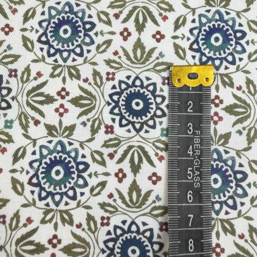Viyela de Algodón Mosaico Floral Azul 2