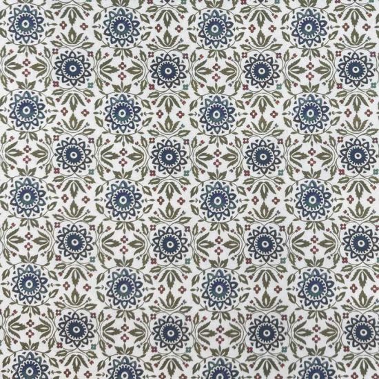 Viyela de Algodón Mosaico Floral Azul