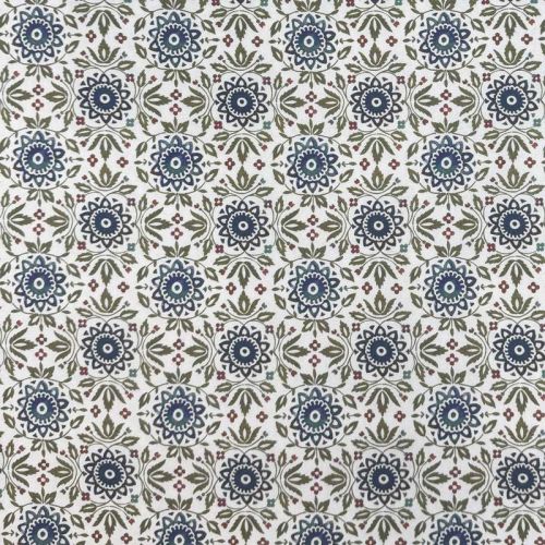 Viyela de Algodón Mosaico Floral Azul