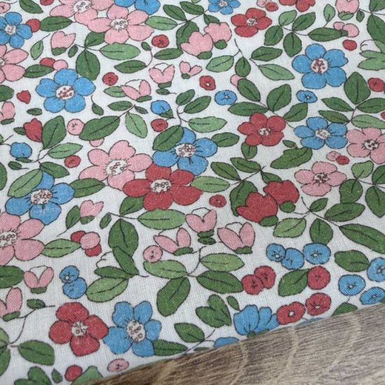 Popelín Floral Jardín de Elia Rosa y Azul 4