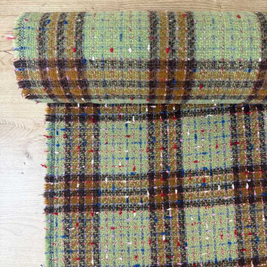 Tweed de Lana Cuadros Verde y Marrón | Traetela