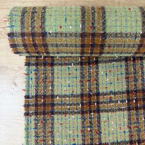 Tweed de Lana Cuadros Verde y Marrón | Traetela